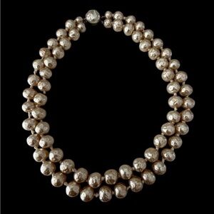 Richelieu Mid-Century Double Strand Hand-Knotted Baroque Faux Pearl Necklace
